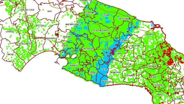 Notizia Studio Amica - Xylella,- Aggiornamento delle aree delimitate alla X. fastidiosa pauca ST53