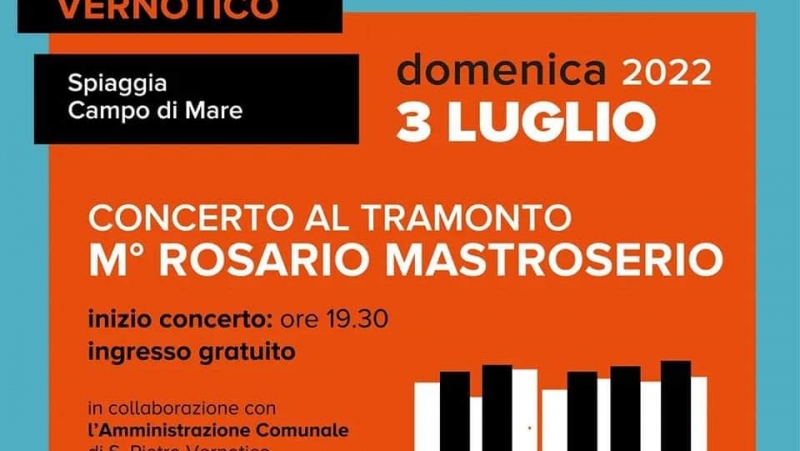 Notizia Studio Amica - DOMENICA 3 LUGLIO - CONCERTO AL TRAMONTO. M° ROSARIO MASTROSERIO