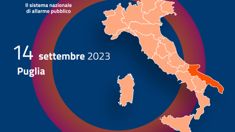 Notizia Studio Amica - Test It-alert esercitazione in Puglia il 14 settembre 2023